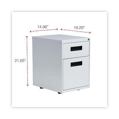 Alera File Pedestal, Left or Right, 2-Drawers: Box/File, Legal/Letter, Light Gray, 14.96" x 19.29" x 21.65" (ALEPABFLG)