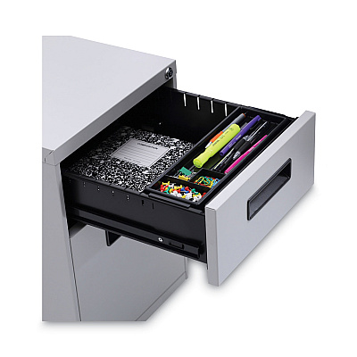 Alera File Pedestal, Left or Right, 2-Drawers: Box/File, Legal/Letter, Light Gray, 14.96" x 19.29" x 21.65" (ALEPABFLG)