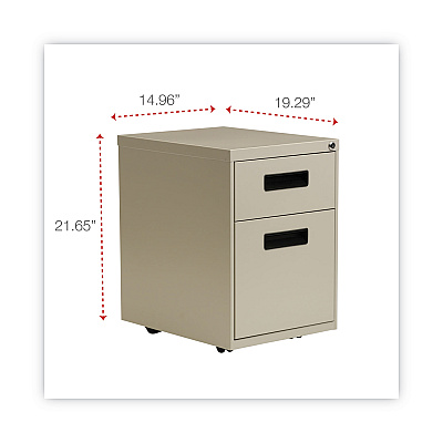 Alera File Pedestal, Left or Right, 2-Drawers: Box/File, Legal/Letter, Putty, 14.96" x 19.29" x 21.65" (ALEPABFPY)