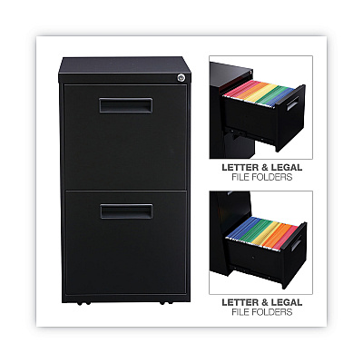 Alera File Pedestal, Left or Right, 2 Legal/Letter-Size File Drawers, Black, 14.96" x 19.29" x 27.75" (ALEPAFFBL)