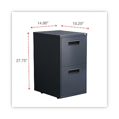 Alera File Pedestal, Left or Right, 2 Legal/Letter-Size File Drawers, Charcoal, 14.96" x 19.29" x 27.75" (ALEPAFFCH)