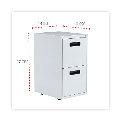 Alera File Pedestal, Left or Right, 2 Legal/Letter-Size File Drawers, Light Gray, 14.96" x 19.29" x 27.75" (ALEPAFFLG)