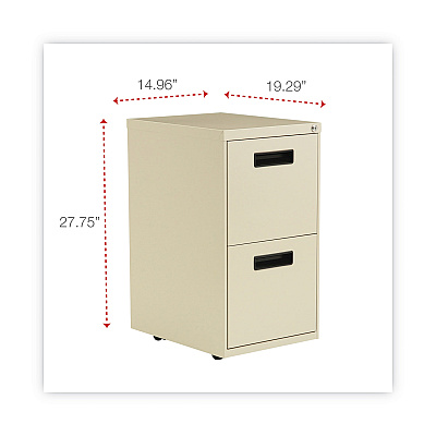 Alera File Pedestal, Left or Right, 2 Legal/Letter-Size File Drawers, Putty, 14.96" x 19.29" x 27.75" (ALEPAFFPY)