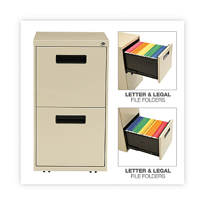 Alera File Pedestal, Left or Right, 2 Legal/Letter-Size File Drawers, Putty, 14.96" x 19.29" x 27.75" (ALEPAFFPY)