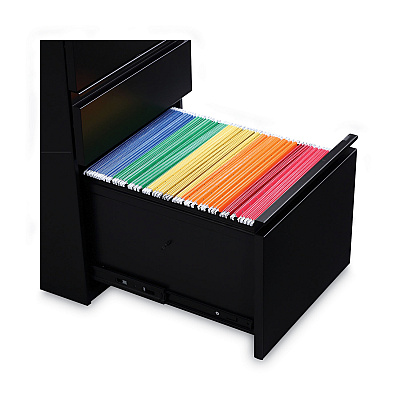 Alera File Pedestal with Full-Length Pull, Left or Right, 3-Drawers: Box/Box/File, Legal/Letter, Black, 14.96" x 19.29" x 27.75" (ALEPBBBFBL)