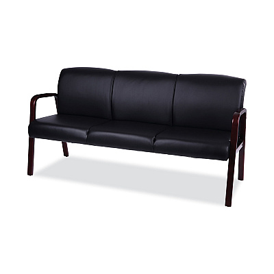 Alera Reception Lounge WL 3-Seat Sofa, 65.75w x 26d.13 x 33h, Black/Mahogany (ALERL2319M)