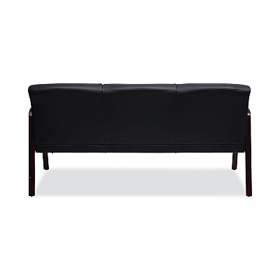 Alera Reception Lounge WL 3-Seat Sofa, 65.75w x 26d.13 x 33h, Black/Mahogany (ALERL2319M)