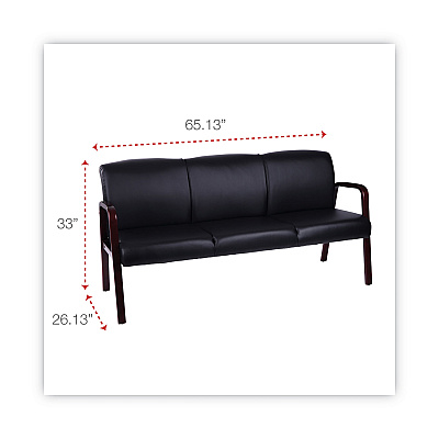 Alera Reception Lounge WL 3-Seat Sofa, 65.75w x 26d.13 x 33h, Black/Mahogany (ALERL2319M)