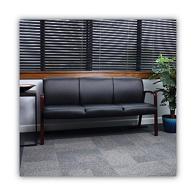Alera Reception Lounge WL 3-Seat Sofa, 65.75w x 26d.13 x 33h, Black/Mahogany (ALERL2319M)