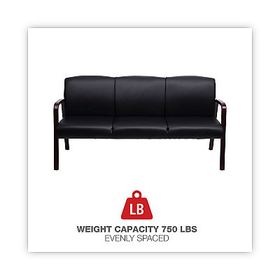 Alera Reception Lounge WL 3-Seat Sofa, 65.75w x 26d.13 x 33h, Black/Mahogany (ALERL2319M)
