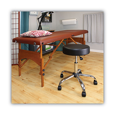 Alera Height Adjustable Lab Stool, Backless, Supports Up to 275 lb, 19.69" to 24.80" Seat Height, Black Seat, Chrome Base (ALEUS4716)