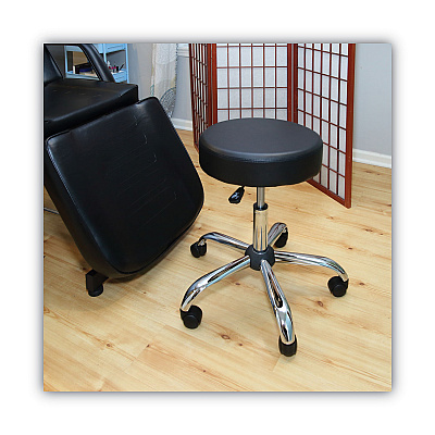 Alera Height Adjustable Lab Stool, Backless, Supports Up to 275 lb, 19.69" to 24.80" Seat Height, Black Seat, Chrome Base (ALEUS4716)