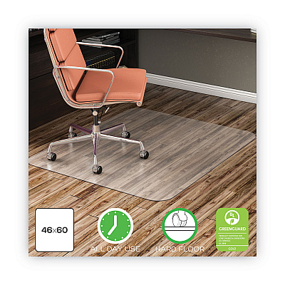 deflecto EconoMat All Day Use Chair Mat for Hard Floors, Rolled Packed, 46 x 60, Clear (DEFCM2E442FCOM)