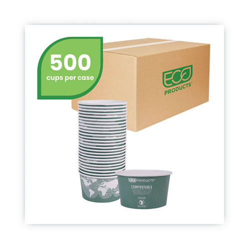 Eco-Products World Art Renewable and Compostable Food Container, 12 oz, 4.05 Diameter x 2.5 h, Green, Paper, 25/Pack, 20 Packs/Carton (EPBSC12WA)