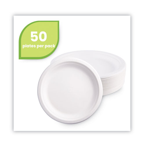 Eco-Products Renewable Sugarcane Plates, 9" dia, Natural White, 50/Packs (EPP013PK)