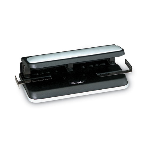 Swingline 32-Sheet Easy Touch Two- to Three-Hole Punch with Cintamatic Centering, 9/32" Holes, Black/Gray (74300)