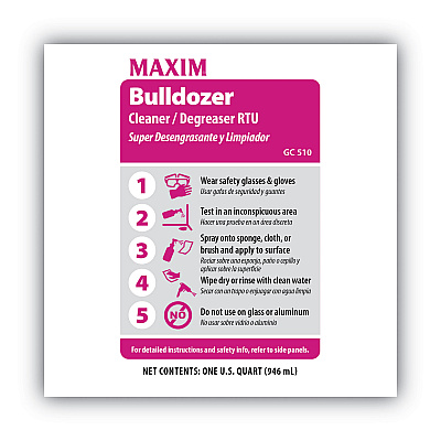 Maxim Bulldozer Cleaner/Degreaser RTU, Safe-to-Ship, Lemon Scent, 32 oz, 6/Carton (MLB05100086)