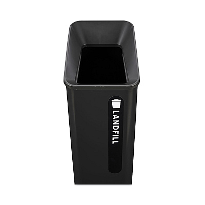 Rubbermaid Commercial Sustain Decorative Refuse with Recycling Lid, 15 gal, Metal/Plastic, Black (RCP2078967)