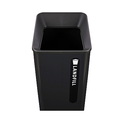 Rubbermaid Commercial Sustain Decorative Refuse with Recycling Lid, 23 gal, Metal/Plastic, Black (RCP2078988)