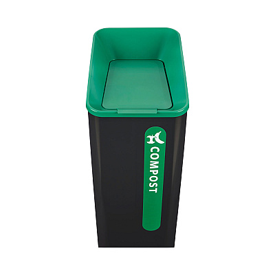 Rubbermaid Commercial Sustain Decorative Refuse with Recycling Lid, 15 gal, Metal/Plastic, Black/Green (RCP2078991)