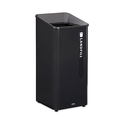 Rubbermaid Commercial Sustain Decorative Refuse with Recycling Lid, 23 gal, Metal/Plastic, Black (RCP2078988)