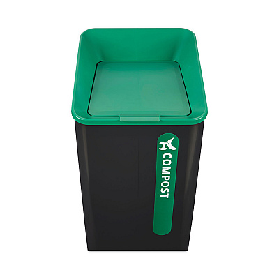 Rubbermaid Commercial Sustain Decorative Refuse with Recycling Lid, 23 gal, Metal/Plastic, Black/Green (RCP2078992)