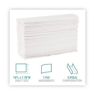 Windsoft C-Fold Paper Towels, 1-Ply, 10.2 x 13.25, White, 200/Pack, 12 Packs/Carton (WIN101)