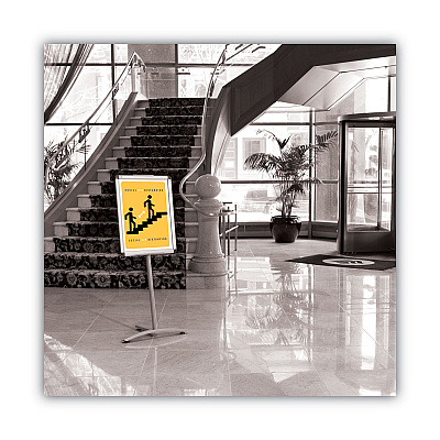 Quartet Improv Lobby Clip-Frame Pedestal Sign, 18 x 24 Frame, 54" High, Aluminum (QRTLCF2418)