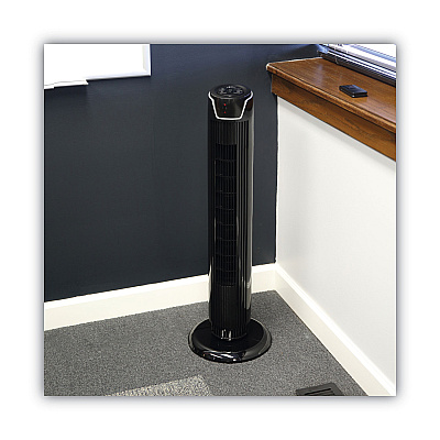Alera 36" 3-Speed Oscillating Tower Fan with Remote Control, Plastic, Black (ALEFAN363)
