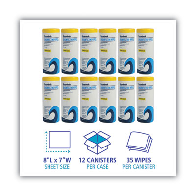 Boardwalk Disinfecting Wipes, 7 x 8, Lemon Scent, 35/Canister, 12 Canisters/Carton (BWK455W35)