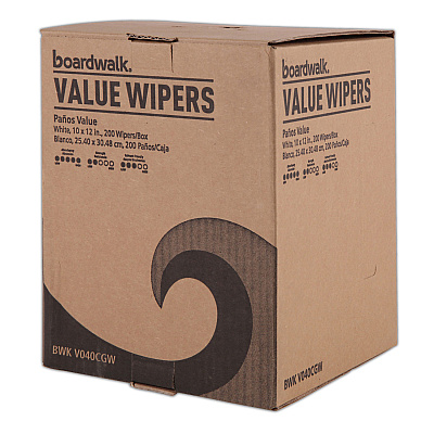Boardwalk DRC Wipers, Centerpull, 10 x 12, White, 200/Carton (BWKV040CGW)
