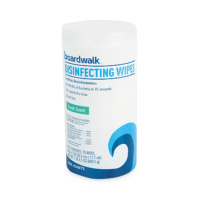 Boardwalk Disinfecting Wipes, 7 x 8, Fresh Scent, 75/Canister, 3 Canisters/Pack (BWK454W753PK)