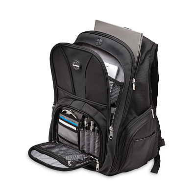 Kensington Contour Laptop Backpack, Fits Devices Up to 17", Ballistic Nylon, 15.75 x 9 x 19.5, Black (KMW62238)
