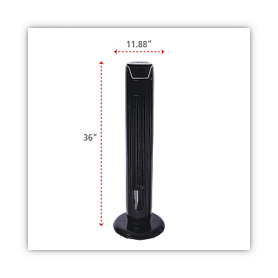 Alera 36" 3-Speed Oscillating Tower Fan with Remote Control, Plastic, Black (ALEFAN363)