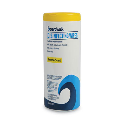 Boardwalk Disinfecting Wipes, 7 x 8, Lemon Scent, 35/Canister, 12 Canisters/Carton (BWK455W35)