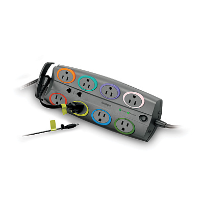 Kensington SmartSockets Surge Protector, 8 AC Outlets, 8 ft Cord, 3,090 J, Dark Gray (KMW62691)