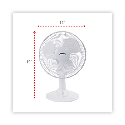 Alera 12" 3-Speed Oscillating Desk Fan, Plastic, White (ALEFAN122W)