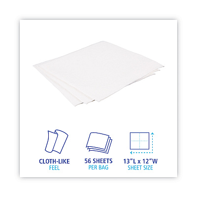 Boardwalk DRC Wipers, 12 x 13, White, 56 Bag, 18 Bags/Carton (BWKV040QPW)