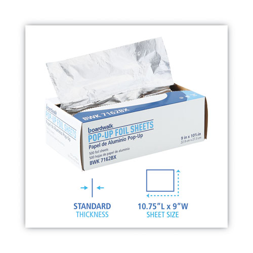 Boardwalk Standard Aluminum Foil Pop-Up Sheets, 9 x 10.75, 500/Box, 6 Boxes/Carton (7162)