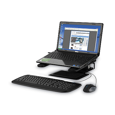 Kensington Adjustable Laptop Stand, 10" x 12.5" x 3" to 7", Black, Supports 7 lbs (KMW60726)