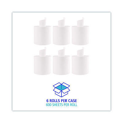 Boardwalk Center-Pull Roll Towels, 2-Ply, 10 x 7.6, White, 600/Roll, 6/Carton (BWK410322)