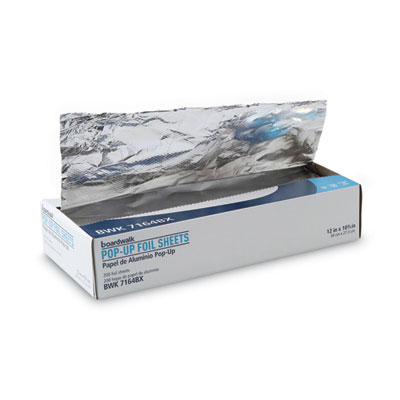 Boardwalk Heavy-Duty Aluminum Foil Pop-Up Sheets, 63 Gauge, 12 x 10.75, 200 Sheets/Box, 12 Boxes/Carton (BWK7164)