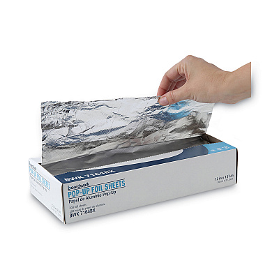 Boardwalk Heavy-Duty Aluminum Foil Pop-Up Sheets, 63 Gauge, 12 x 10.75, 200 Sheets/Box, 12 Boxes/Carton (BWK7164)