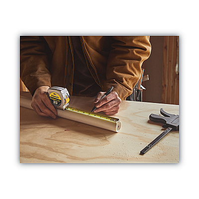 Stanley Powerlock II Power Return Rule, 1" x 25 ft, Chrome/Yellow (BOS33425)