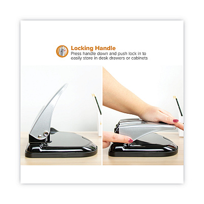 Bostitch 40-Sheet EZ Squeeze Three-Hole Punch, 9/32" Holes, Black/Silver (ACI2240)
