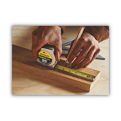 Stanley Powerlock II Power Return Rule, 1" x 25 ft, Chrome/Yellow (BOS33425)