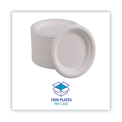 Boardwalk Bagasse Dinnerware, Plate, 6" dia, White, 1,000/Carton (BWKPLATEWF6)