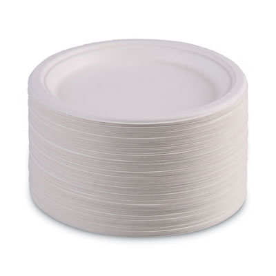 Boardwalk Bagasse Dinnerware, Plate, 9" dia, White, 500/Carton (BWKPLATEWF9)