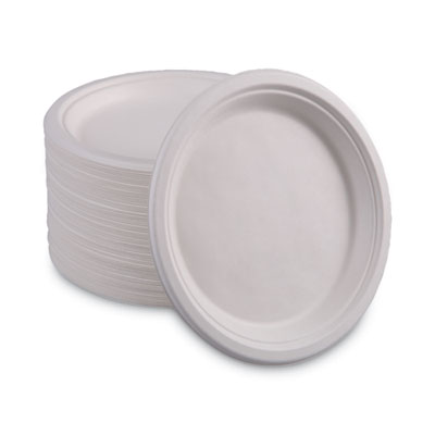 Boardwalk Bagasse Dinnerware, Plate, 10" dia, White, 500/Carton (BWKPLATEWF10)