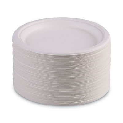 Boardwalk Bagasse Dinnerware, Plate, 10" dia, White, 500/Carton (BWKPLATEWF10)
